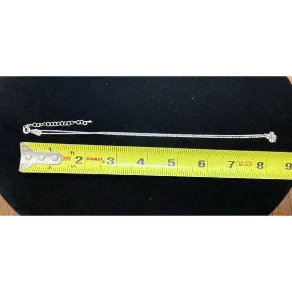 925 Silver Four Leaf Shamrock Pendant Necklace 16" Dainty Lucky Charm R Tag - Picture 3 of 7